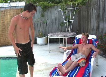 Gay sex poolside photo 1