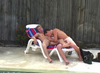 Gay sex poolside photo 1